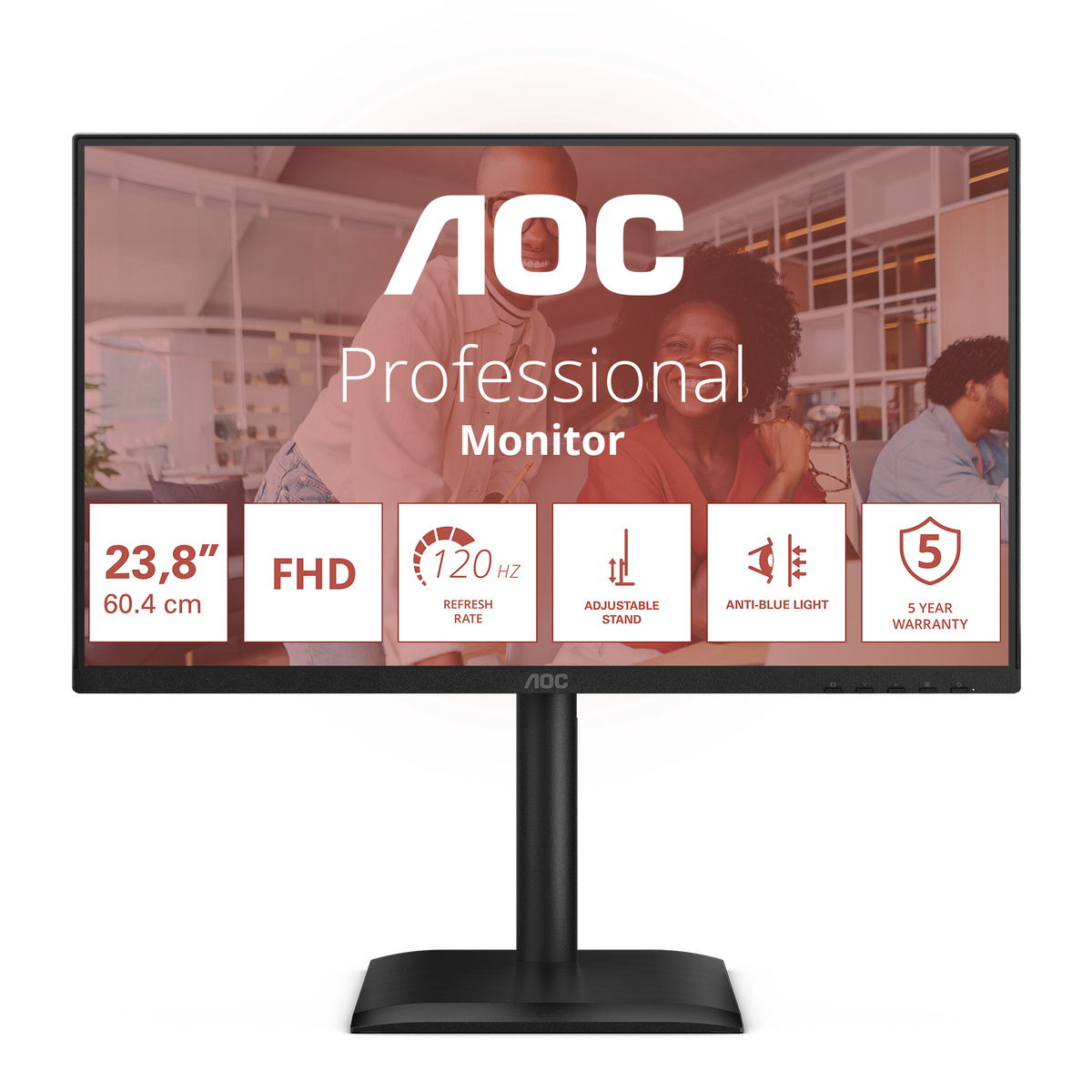 AOC 24E4U Monitor 23.8" IPS 120Hz Full HD 4ms Multimediale Pivot Hub USB HDMI/DisplayPort/VGA