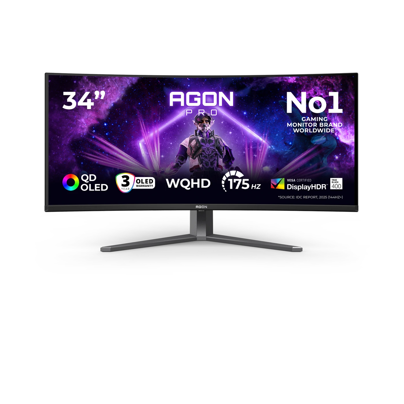 AOC Agon Pro AG346UCD Monitor Curvo 34" QD-OLED 175Hz WQHD 0,03ms Multimediale Hub USB 2*HDMI/DisplayPort