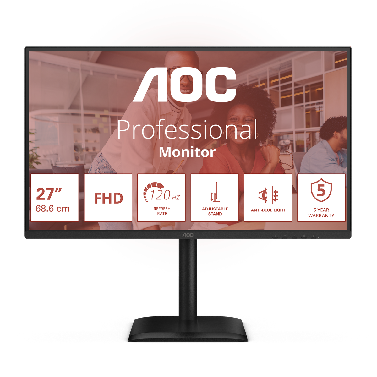 AOC 27E4U Monitor 27" IPS 120Hz Full HD 4ms Multimediale Pivot Hub USB HDMI/DisplayPort/VGA